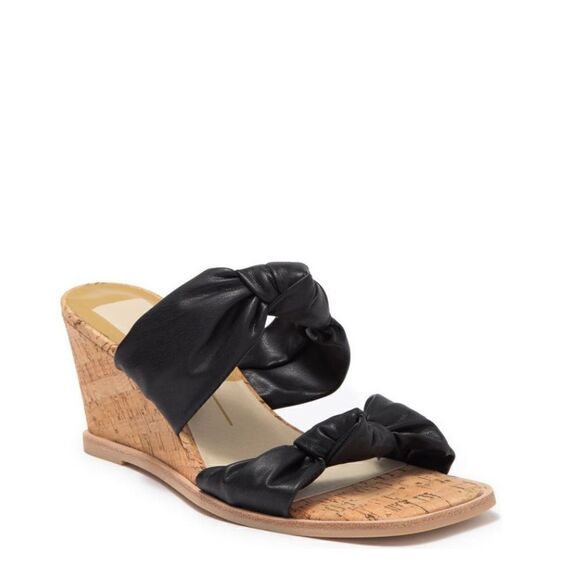DOLCE VITA Naji Knotted Cork‎ Wedge Mule Sandal, Size 10, Black, NWT - Picture 1 of 12